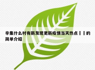 辛集什么村有新发现更新疫情当天热点㊙️的简单介绍